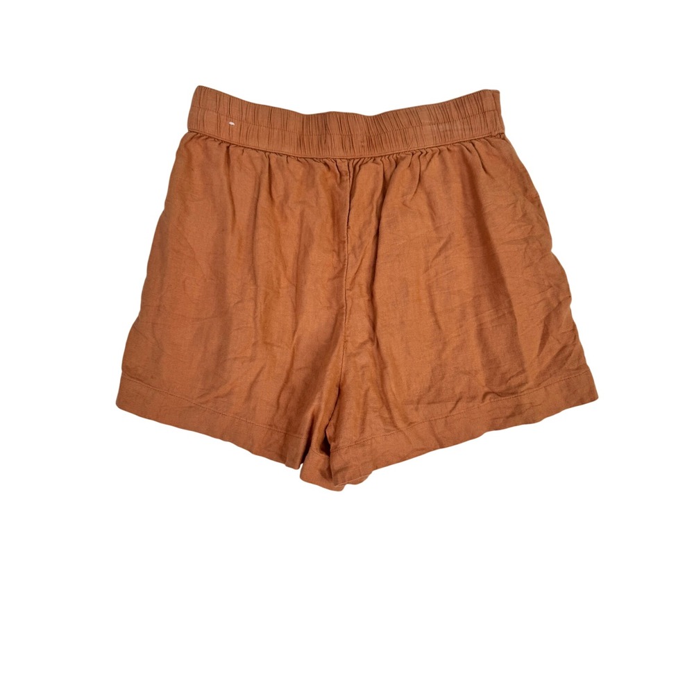 Abercrombie & Fitch Linen Blend High Rise Shorts Terracotta Orange Small - Picture 2 of 7